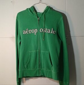 Aeropostale Large Full Zip Green Hoodie with Logo